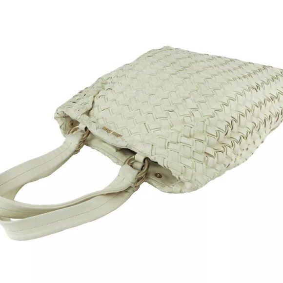 miu miu tote bag Intetcho beige leather Authentic - Picture 3 of 10